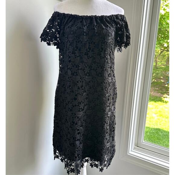 Ralph Lauren Lace Off Shoulder Cocktail Formal Shift Knee Stretch Dress Sz 2 - Picture 2 of 11